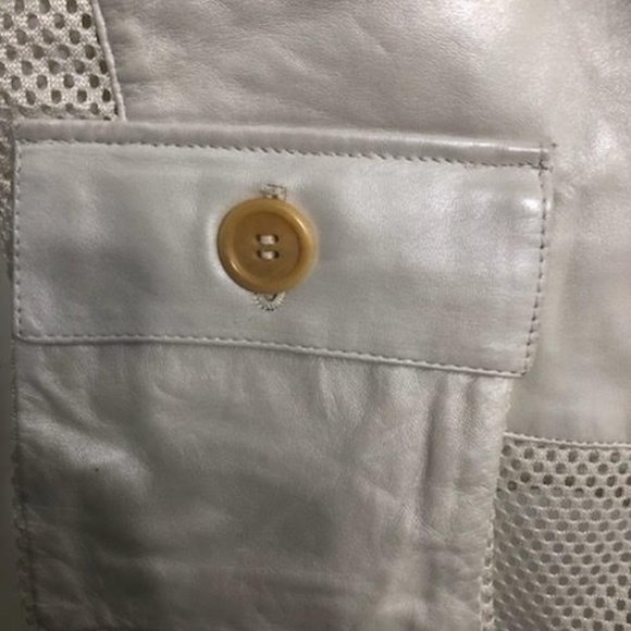 RARE VINTAGE DIRK BIKKEMBERGS WHITE LEATHER VEST SIZE 54 MADE IN ITALY - Picture 5 of 8